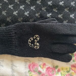 Disney Black and Gray Mickey Mouse scarf w/ gloves & rhinestones